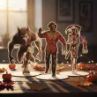 dekoracja na halloween drewniana figurka kosciotrup do postawienia 15 cm