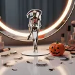 dekoracja na halloween drewniana figurka kosciotrup do postawienia 15 cm
