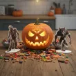 dekoracja na halloween drewniana figurka wilkolak do postawienia 15 cm