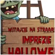 dekoracja na halloween drewniana tablica powitalna zombie powitanie gosci 39 cm