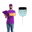 dekoracja na halloween mini balon foliowy potwor frankenstein na patyczek 14 shp
