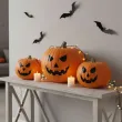 dekoracja na halloween naklejki foliowe straszne dynie czarne ozdoba 6 kpl