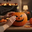 dekoracja na halloween naklejki foliowe straszne dynie czarne ozdoba 6 kpl
