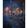 dekoracja na halloween papierowa zawieszka pajeczyna do powieszenia czarna 20 cm