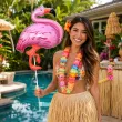 dekoracja na hawajskie party balon foliowy flaming rozowy