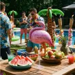 dekoracja na hawajskie party balon foliowy flaming rozowy