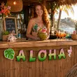 dekoracja na impreze w hawajskim stylu baner girlanda papierowa aloha wakacje lato 1 5 m