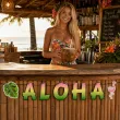dekoracja na impreze w hawajskim stylu baner girlanda papierowa aloha wakacje lato 1 5 m
