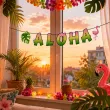 dekoracja na impreze w hawajskim stylu baner girlanda papierowa aloha wakacje lato 1 5 m