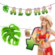 dekoracja na impreze w hawajskim stylu baner girlanda papierowa aloha wakacje lato 1 5 m