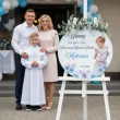 dekoracja na komunie drewniana tablica powitalna chlopiec w albie personalizacja 39 5 cm