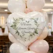 dekoracja na komunie personalizowany balon foliowy eukaliptusowe serce imie bialy 18 hrt