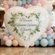 dekoracja na komunie personalizowany balon foliowy eukaliptusowe serce imie bialy 18 hrt