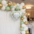 dekoracja na komunie personalizowany balon foliowy eukaliptusowe serce imie bialy 18 hrt