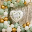 dekoracja na komunie personalizowany balon foliowy eukaliptusowe serce imie bialy 18 hrt