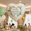 dekoracja na komunie personalizowany balon foliowy eukaliptusowe serce imie bialy 18 hrt