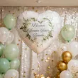 dekoracja na komunie personalizowany balon foliowy eukaliptusowe serce imie bialy 18 hrt