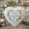 dekoracja na komunie personalizowany balon foliowy eukaliptusowe serce imie bialy 18 hrt