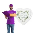 dekoracja na komunie personalizowany balon foliowy eukaliptusowe serce imie bialy 18 hrt
