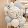 dekoracja na komunie personalizowany balon foliowy mietowa geometria imie bialy 18 rnd