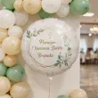 dekoracja na komunie personalizowany balon foliowy mietowa geometria imie bialy 18 rnd