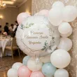 dekoracja na komunie personalizowany balon foliowy mietowa geometria imie bialy 18 rnd