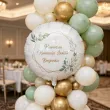 dekoracja na komunie personalizowany balon foliowy mietowa geometria imie bialy 18 rnd