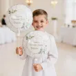 dekoracja na komunie personalizowany balon foliowy mietowa geometria imie bialy 18 rnd