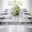 dekoracja na komunie wesele chrzest slub organza gladka biala na stol krzeslo 0 16 x 9 m
