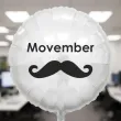 dekoracja na movember balon foliowy wasy bialy do girlandy 18 rnd