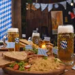 dekoracja na muffinki kielbaski ciasto pikery oktoberfest flagi w kratke niebieskie 6 szt
