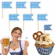 dekoracja na muffinki kielbaski ciasto pikery oktoberfest flagi w kratke niebieskie 6 szt