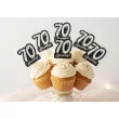 dekoracja na muffinki pikery 70 urodziny glamour ozdobne szpilki na babeczki 6 szt