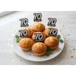 dekoracja na muffinki pikery 70 urodziny glamour ozdobne szpilki na babeczki 6 szt