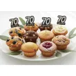 dekoracja na muffinki pikery 70 urodziny glamour ozdobne szpilki na babeczki 6 szt
