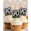 dekoracja na muffinki pikery 90 urodziny glamour ozdobne szpilki na babeczki 6 szt
