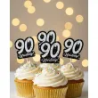 dekoracja na muffinki pikery 90 urodziny glamour ozdobne szpilki na babeczki 6 szt