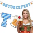dekoracja na oktoberfest baner papierowy napis niebieska krata bawarska girlanda ozdoba 2 m