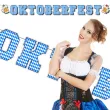 dekoracja na oktoberfest baner papierowy napis niebieska krata girlanda ozdoba 2 m