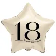 dekoracja na osiemnastke 18 urodziny balon foliowy gwiazda liczba 18 cyfra kremowy 18 dgt