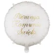 dekoracja na pierwsza komunie swieta balon foliowy zlota ramka bialy do girland 18 rnd