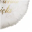 dekoracja na pierwsza komunie swieta balon foliowy zlota ramka bialy do girland 18 rnd
