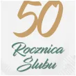 dekoracja na rocznice slubu zlote gody balon foliowy serce liczba 50 bialy 18 hrt