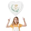 dekoracja na rocznice slubu zlote gody balon foliowy serce liczba 50 bialy 18 hrt