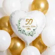 dekoracja na rocznice slubu zlote gody balon foliowy serce liczba 50 bialy 18 hrt