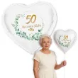 dekoracja na rocznice slubu zlote gody balon foliowy serce liczba 50 bialy 18 hrt