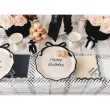 dekoracja na stol urodziny serwetki papierowe happy birthday kokardka bezowe 33 cm 12 szt