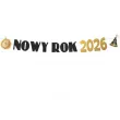 dekoracja na sylwestra baner szampanski nowy rok 2026 zloto czarny girlanda papierowa 2 3 m