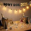 dekoracja na sylwestra baner szampanski nowy rok 2026 zloto czarny girlanda papierowa 2 3 m
