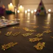 dekoracja na sylwestra nowy rok konfetti happy new year zlote metalizowane 4x2 cm